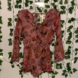 pink floral romper